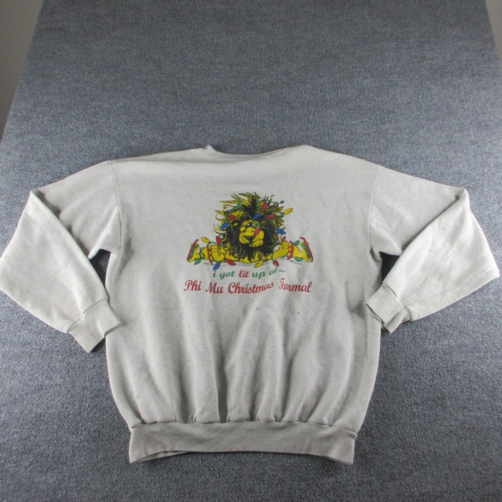 Vintage Lee Sweatshirt Mens XL Gray Fleece Phi Mu Christmas Formal 1995 90s